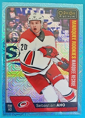 2016-17 Sebastian Aho OPC O-PEE-CHEE Platinum ICE BLUE TRAXX Rookie RC #173