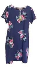 NWT Women's Joules Dress Size 10 Riviera Blue Floral Short Sleeve Dress