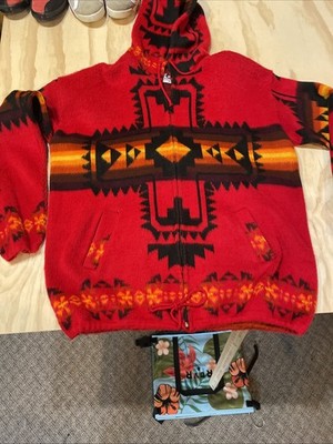 Indian Creations By Incas Handcrafted 80% Alpaca Size XL Full Zip Sweater.