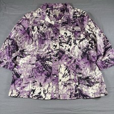 Chico's Size Large/2 Purple Floral Artsy Open Jacket Stretch