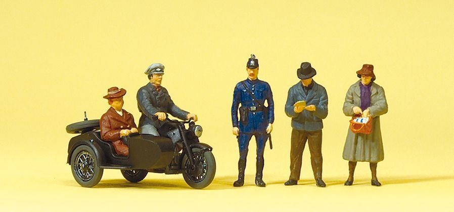 Zundapp w/Sidecar and Passers By (3) Exclusive Figure Set Preiser 10565