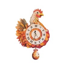 3D Wooden Puzzles for Adults Chicken Clock - Model Building Kit H.
