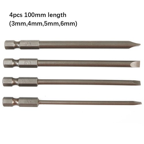 Screwdrivers Bits Slotted Workshop Equipment 1/4\" 100mm 3mm-6mm 4* Flat Hex