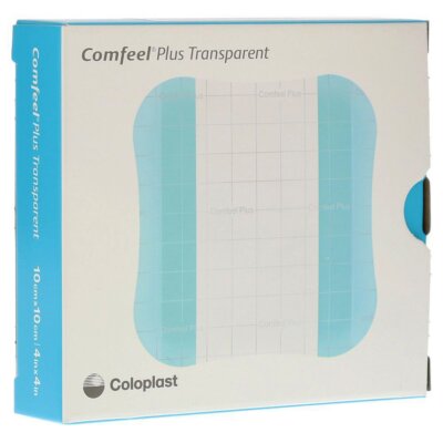 Comfeel Plus Transparent Thin Hydrocolloid Dressing 4'' x 4'' BX of 10