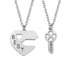 2x COLLANA CIONDOLO CUORE SPEZZATO PENDENTE BEST FRIENDS AMICIZIA AMORE