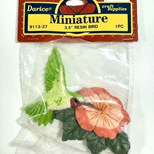 Darice Craft Miniature 3.5  Resin Hummingbird Bird Flower Hibiscus 9113-37 NEW