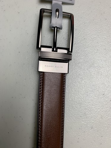 Perry Ellis Reversible Brown Black Faux Leather Dress Belt Men's Waist Size 44 - Picture 3 of 8
