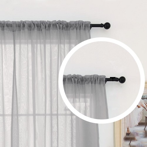 Pair (2 Panels) Voile Curtains Net Slot Top Solid Sheer Door Window Curtain UK - Picture 7 of 15