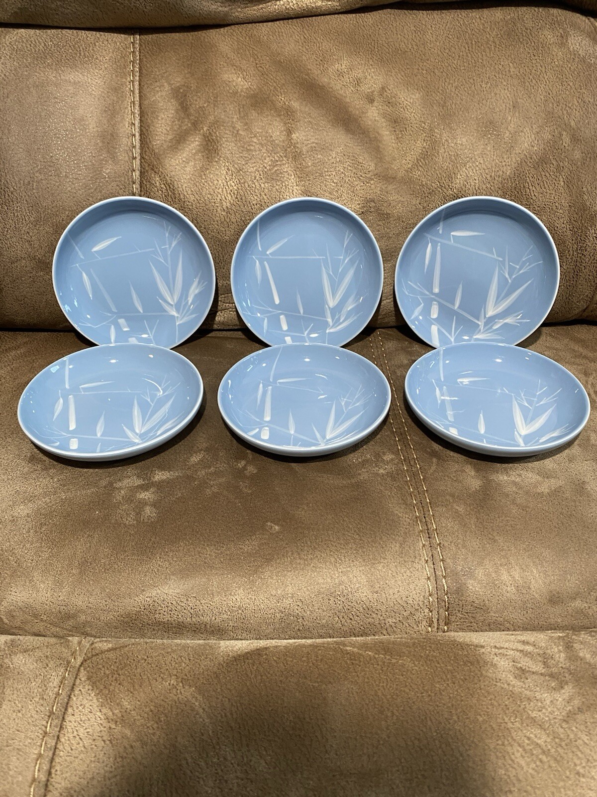 Vintage Winfield China Blue Pacific Bamboo Bread Plates Set of 6