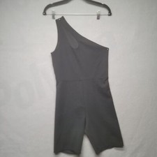 NWT H M Womens Black One Shoulder Wide Strap Bodysuit Size Small