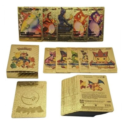 110 Pcs Pokemon Cards Metal Gold - FOIL | eBay