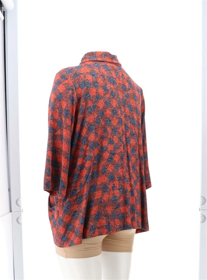 Attituded Renee Petite Casknit Plaid Cozy Shacket Winery PS NEW (375) - Image 4 of 4