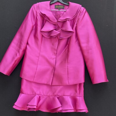 MOSHITA COUTURE 2 PC Metallic Pink Ruffles Lined Size 12 READ Barbiecore