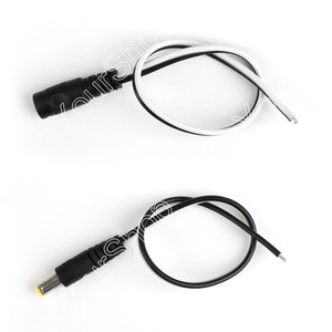 10Pair DC 5.5x2.1mm Male+Female 22AWG Pigtail Surveillance Power Cable 0.25M UE