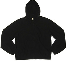 New Iris & Ink Black Stretch Hooded Performance Jacket Full-zip Racing Stripes M