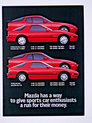 1988 Mazda RX 7 Turbo Vs Porsche 944 Turbo Vintage Foldout