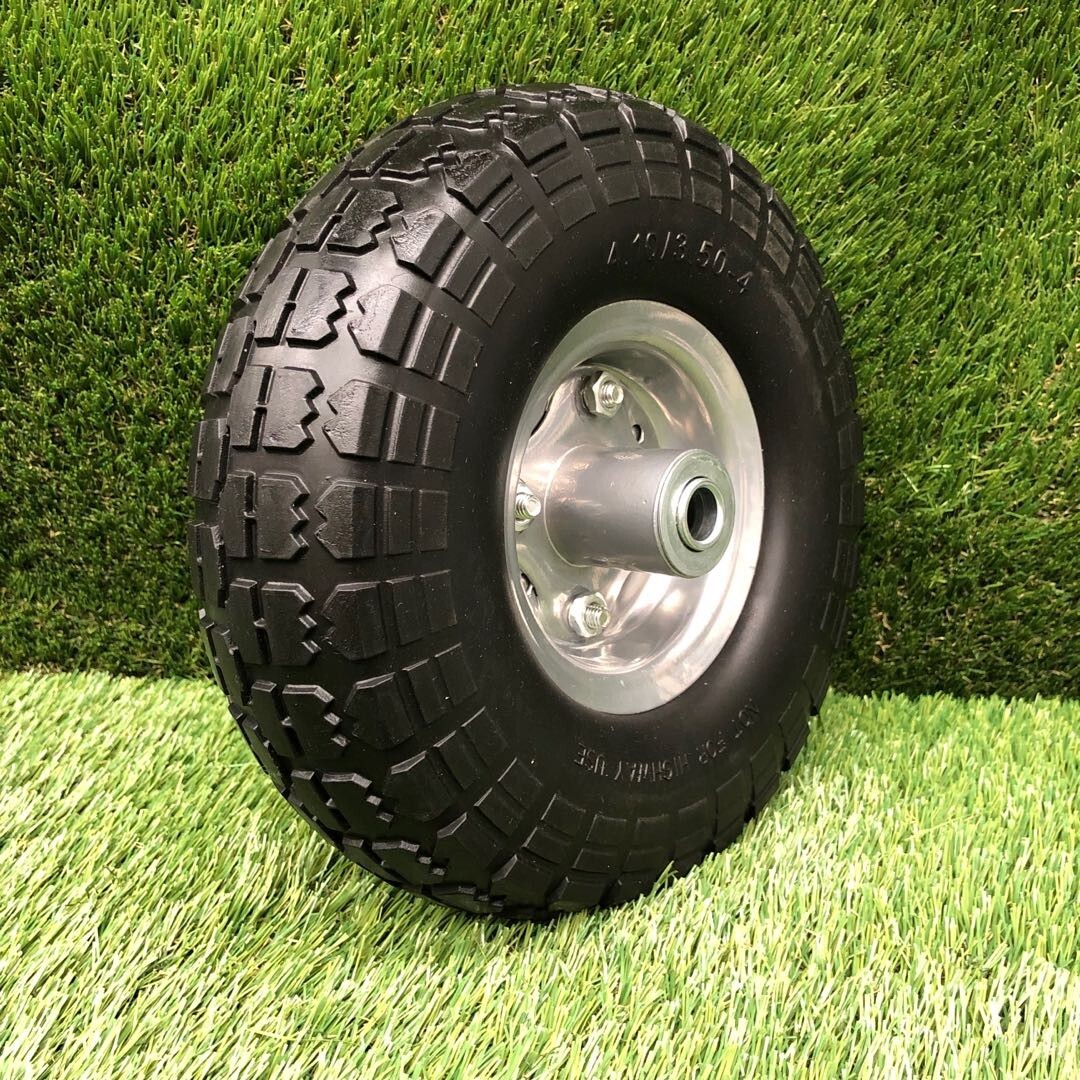 2 x 10" Hand Trolley Wheel puncture proof 3.504 Solid Offset hub 16mm