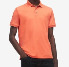  325 Calvin Klein Men's Orange Stretch Short-Sleeve Logo Polo Shirt L DAMAGED 