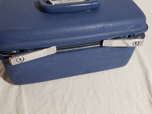 VTG Samsonite Concord SURVIVOR Train Makeup Case Traveler Blue Hardshell w/tray - Picture 9 of 18