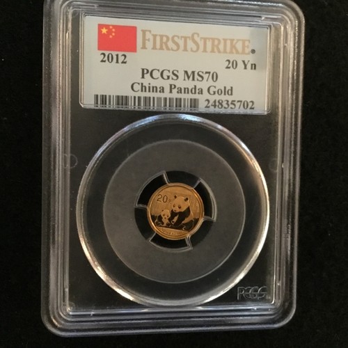 2012 China Gold Panda 20yn PCGS MS70 First Strike .999 pure Red Flag - Picture 5 of 5