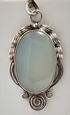 BIJOU PENDENTIF ARGENT 925 FILIGRANE CABOCHON PIERRE DE LUNE # D8 - Photo 1/4