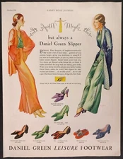 Large Vintage 1931 Ad Daniel Green Slipper art by R. John Holmgren