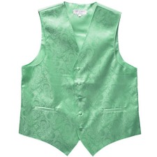 New Polyester Men Tuxedo Vest Waistcoat only Paisley Pattern aqua green wedding