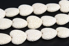 21x20MM White Volcanic Lava Beads Heart Gemstone Loose Beads