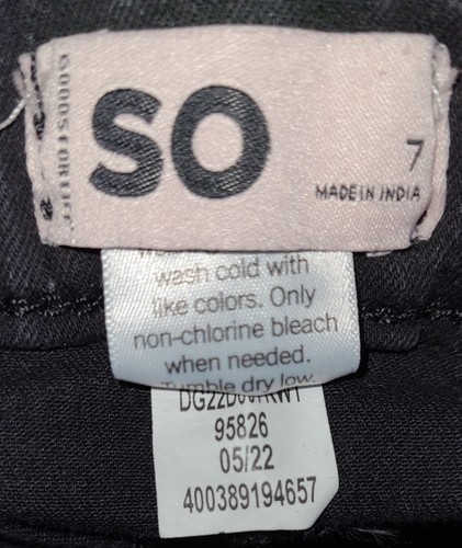 Girls size 7 black destruction distressed SKINNY JEANS, SO belt loops snap front - Picture 11 of 13