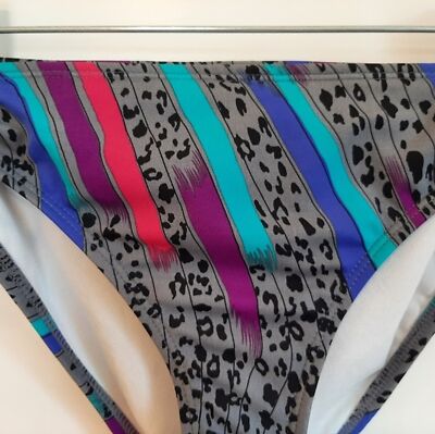 Billabong Bikini Bottom Medium Grey Cheetah Print String Adjustable 30'' Boho 90s