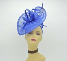 M8123 Royal Blue Kentucky Derby Wedding Easter Tea Party Sinamay Fascinator