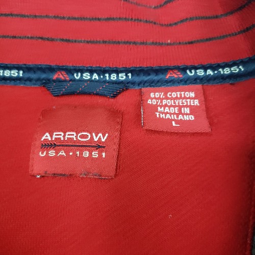 Arrow Sweatshirt Men Large Gray Pullover Zip up Neck Long Sleeve Red lining - Picture 2 of 6