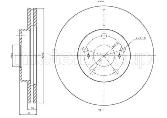 2x Disco freno ventilato 23-0979C METELLI per TOYOTA AURIS COROLLA Tre volumi