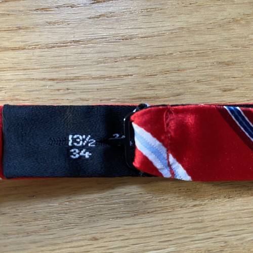 Haspel Fliege 100% Seide gestreift 13 1/2 34 rot weiß blau festlich Urlaub Herren - Bild 5 von 6