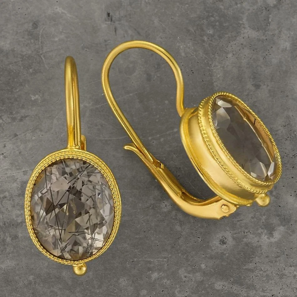 Tourmalinated quartz earrings deals