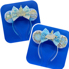 Disney Princess Inspired Cinderella Glass Slipper Castle Mouse Ears Headband