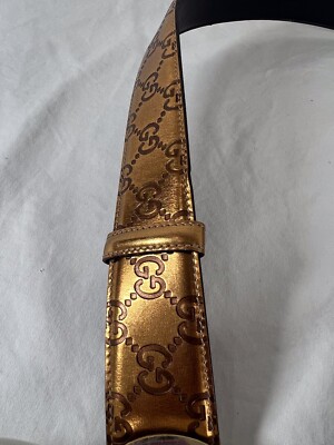 Vintage Gucci Bronze Metallic Guccissima  Leather Belt 30MM GUCCI 114876 Interlock Metallic Bronze Guccissima GG Pattern  main image 4