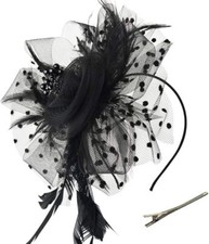 Fascinators Hats 20s 50s Hat Pillbox Cocktail Tea Party One Size, A-black