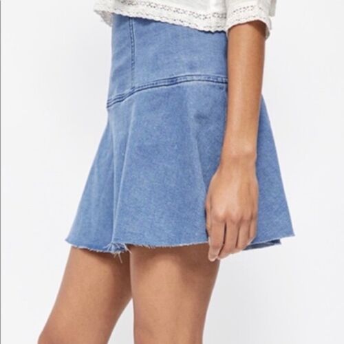 NWT Free People Highlands Blue Denim Skirt Size 4 - Picture 2 of 3
