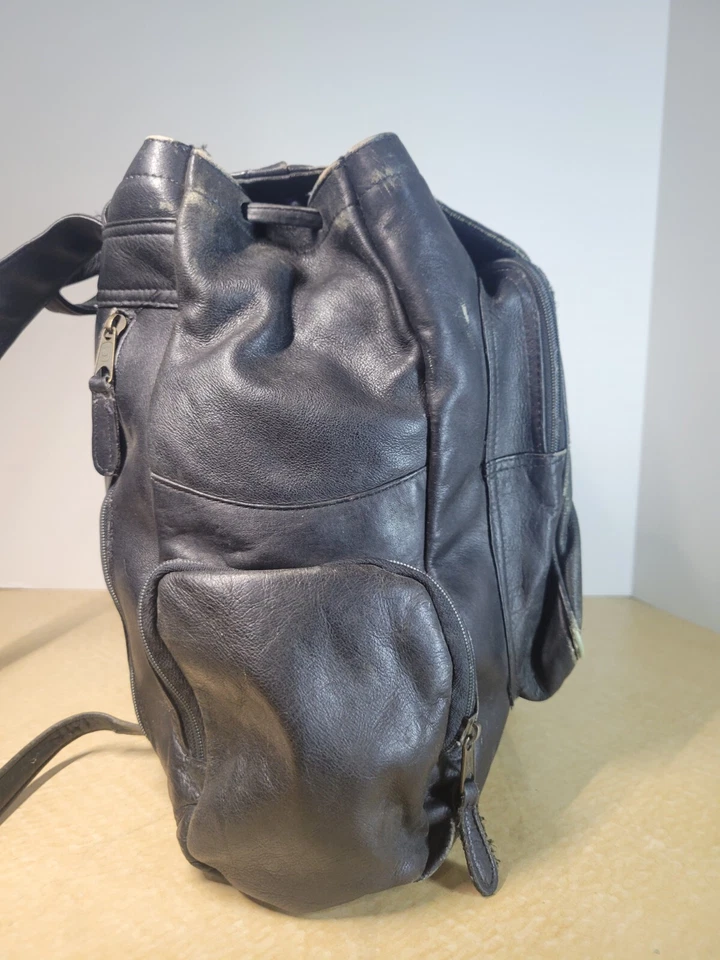 复古仿旧真皮哥伦比亚制造背包坚固远足 — 第 3/4 张图片