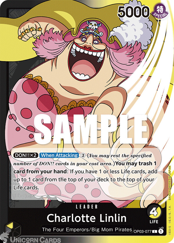OP03-077 Charlotte Linlin :: Leader One Piece TCG Card :: OP03: Pillars of Stren