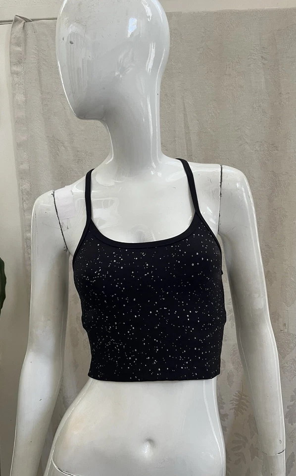 BEYOND йога черный/белый брызги X-Back укороченный Майка бюстгальтер Топ размер XS - Изображение 2 из 4