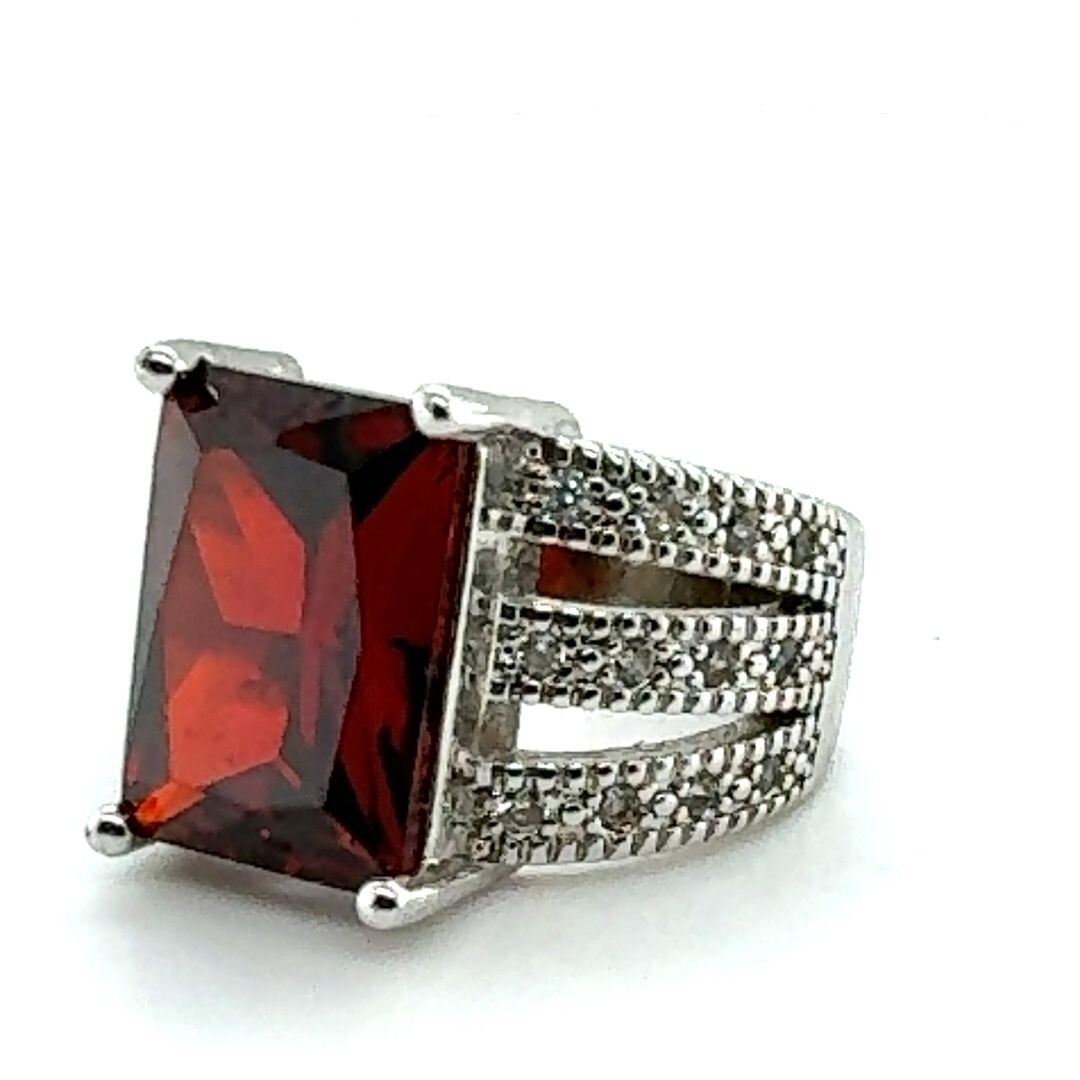 Simulated Ruby CZ Sterling Silver Ring - Size 7 - image 1