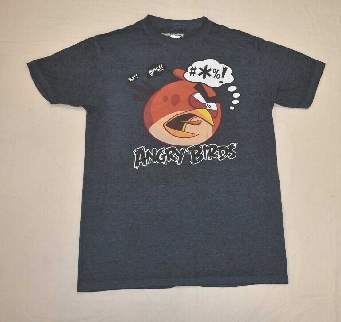 Angry Birds Mens Bird Face Swearing Semi-Burnout Shirt New S, M, L, 2XL