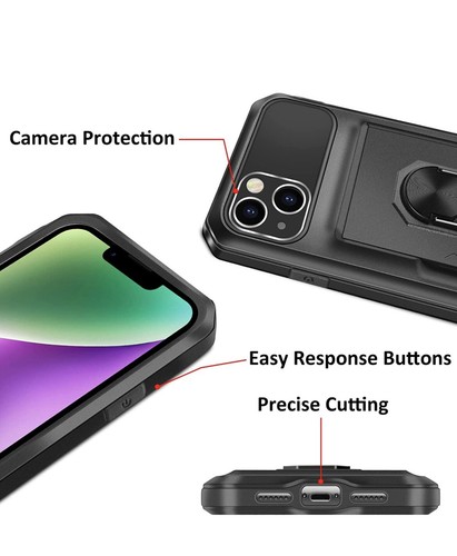Vunake for iPhone 14 Case with Card Holder iPhone 14 Wallet Case with Ring - Picture 6 of 6