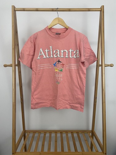 Vintage Atlanta Olympics 1996 Pink Single Stitch Bold T-Shirt Size L USA - Bild 1 von 6