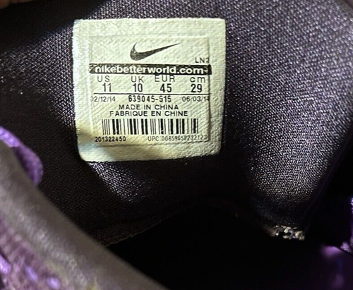 2014 Hombres Nike Kobe 9 IX Elite Low Moonwalker Uva Plateado Negro Talla 11 Usado Raro - Imagen 11 de 14