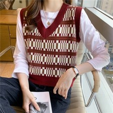 Ethnic Women Waistcoat Gilet Tank Tops Jumper Sweater Vest Sleeveless V-neck