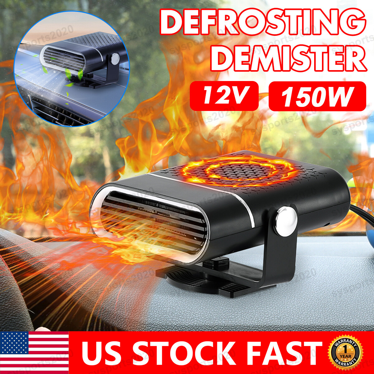 12V DC Car Auto Portable Defroster Demister Electric Heater Heating Cooling  Fan