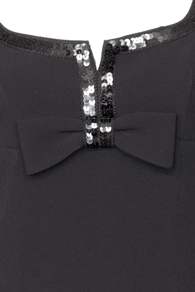 Nanette Lepore Black Tailored Cap Sleeve Top Blouse Shirt w/ Sequin Trim sz M - Image 3 of 4